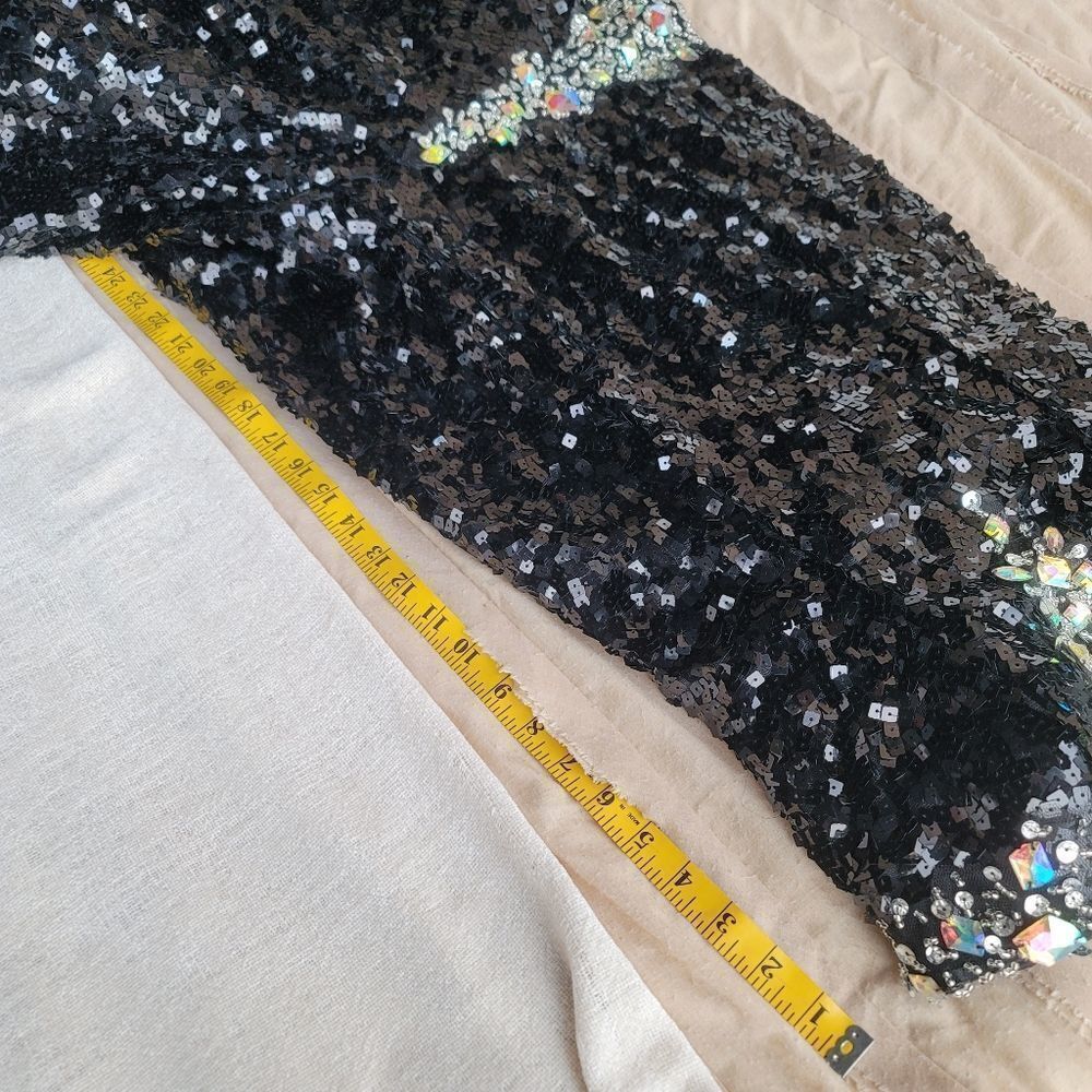 Dancing Queen Black Strapless Sequin Mermaid Form… - image 8